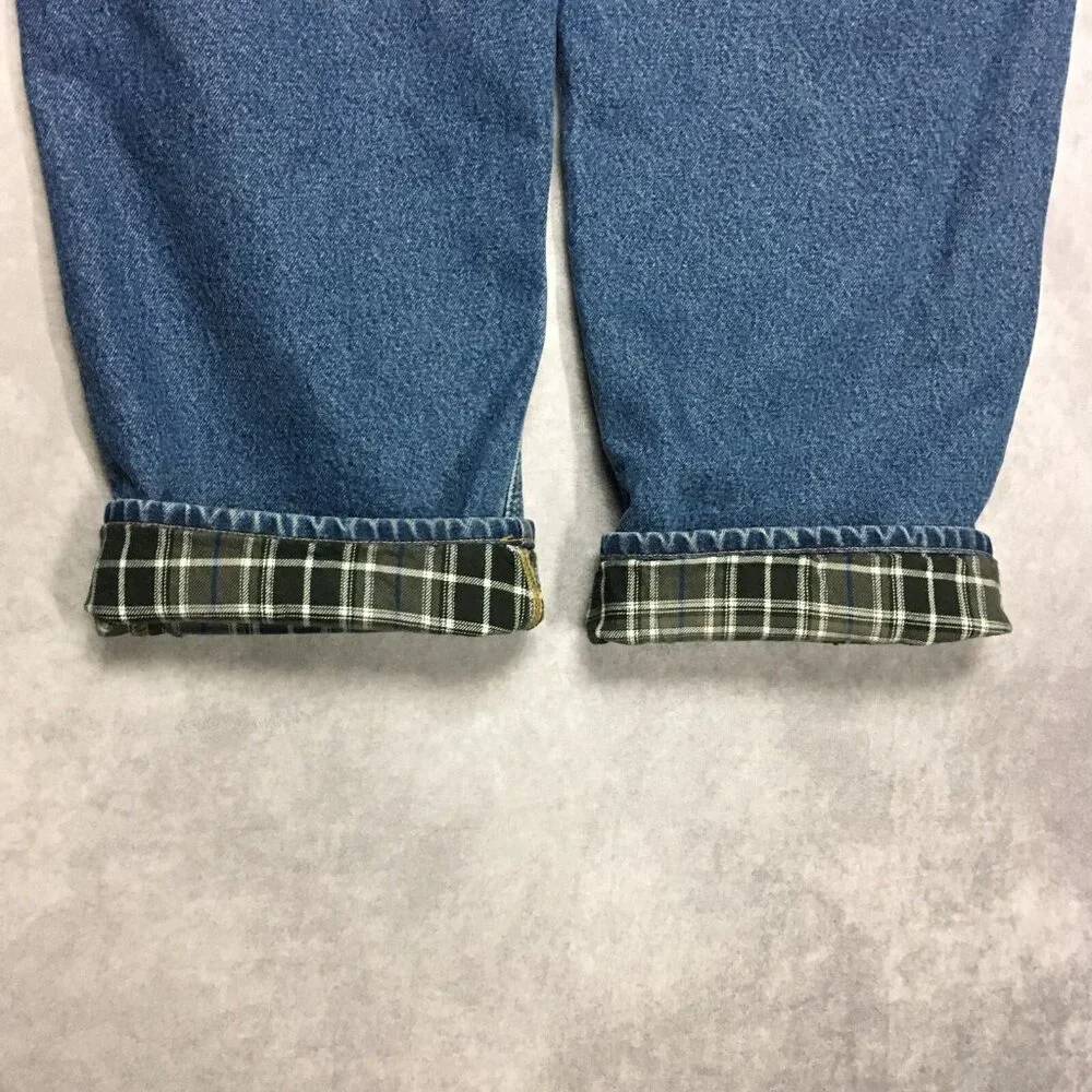 Carhartt Mens Flannel Lined Blue Jeans‎ size 42x30 Relaxed Fit Denim Work Trades